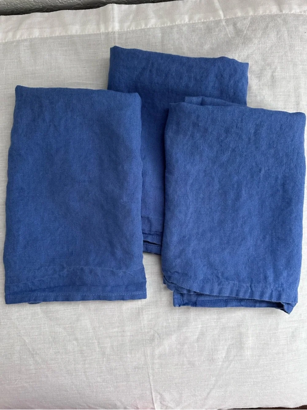 Williams Sonoma Linen Napkins Set of 3 Blue 20”X20” Made in Italy Table Linens